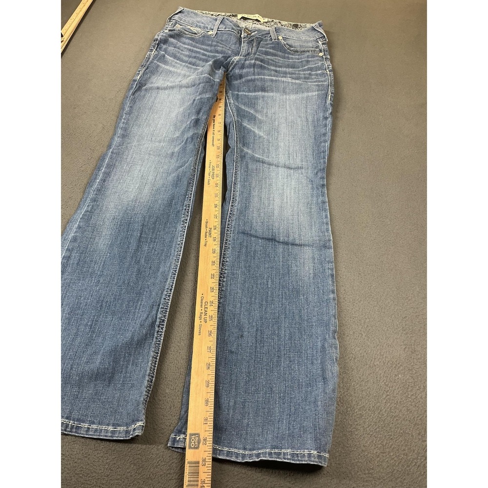 Ariat Jeans Womens 31R Blue Medium Wash Bootcut Relaxed Real Denim Paisley Waist - Picture 2 of 12